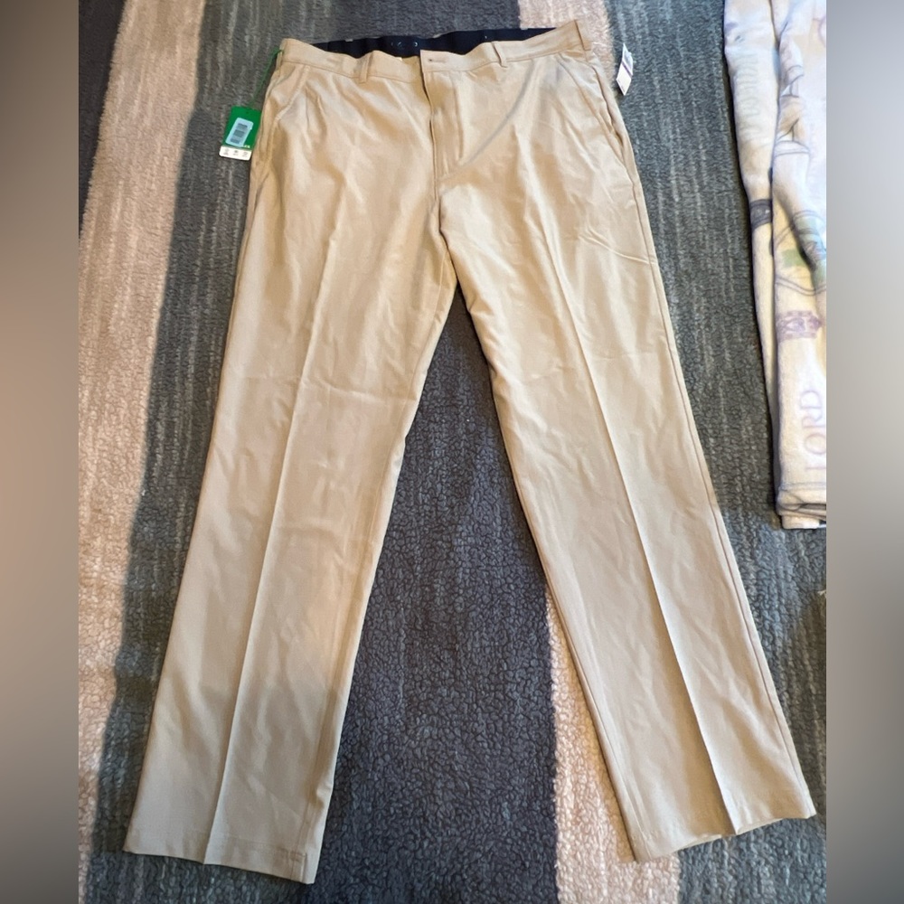 IZOD Golf Men's Swing Flex Pants Straight Fit 38W X 32L- Real Khaki-Stretch Wick